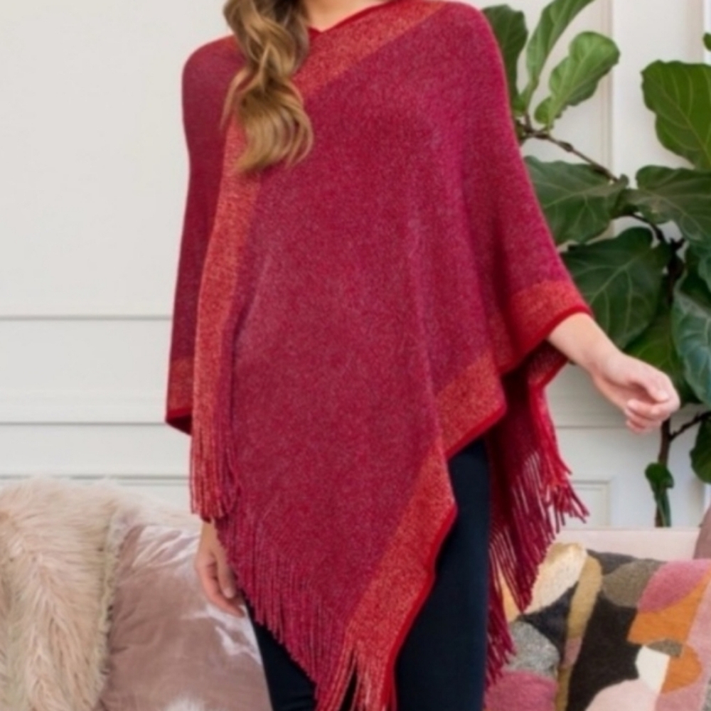 Beautiful Poncho Red Magenta OS Ruggine - Picture 3 of 3